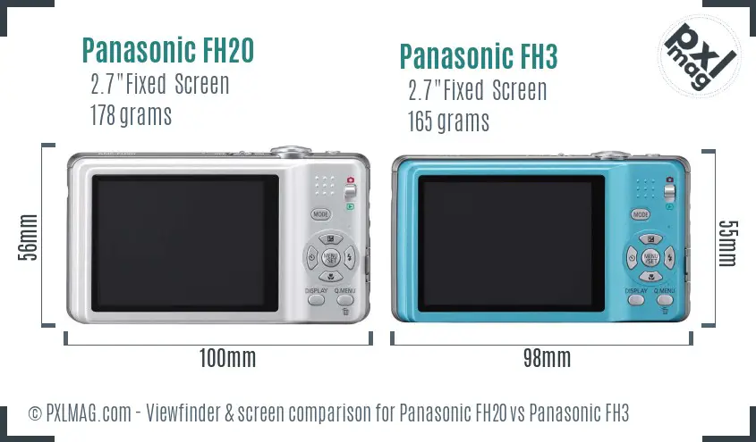 Panasonic FH20 vs Panasonic FH3 Screen and Viewfinder comparison