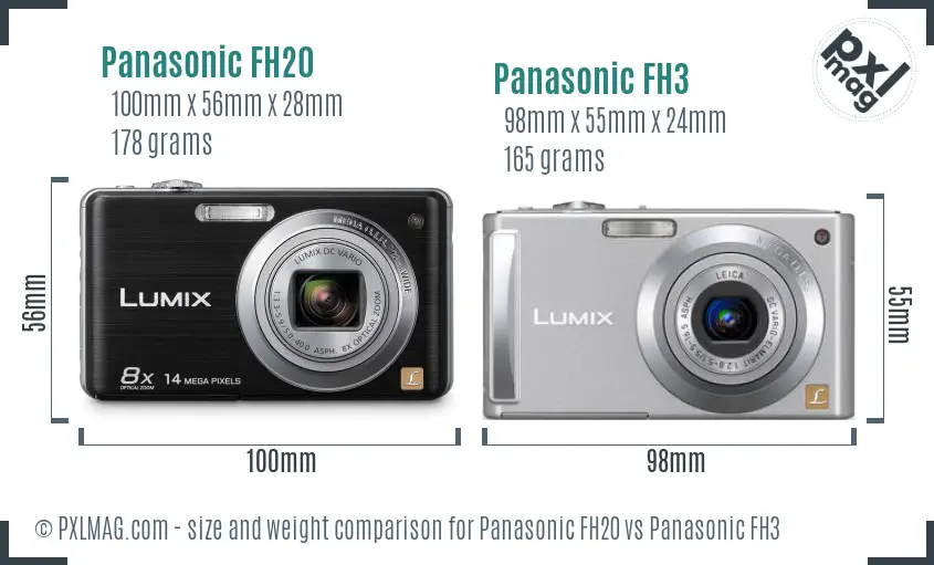Panasonic FH20 vs Panasonic FH3 size comparison