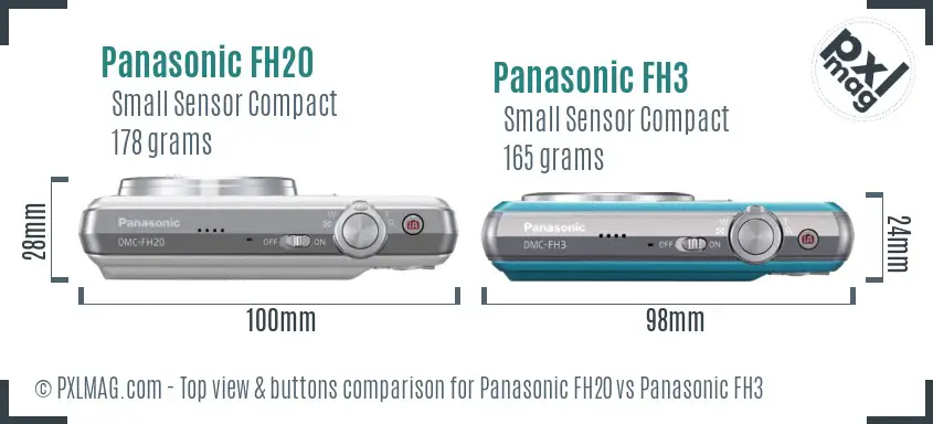 Panasonic FH20 vs Panasonic FH3 top view buttons comparison