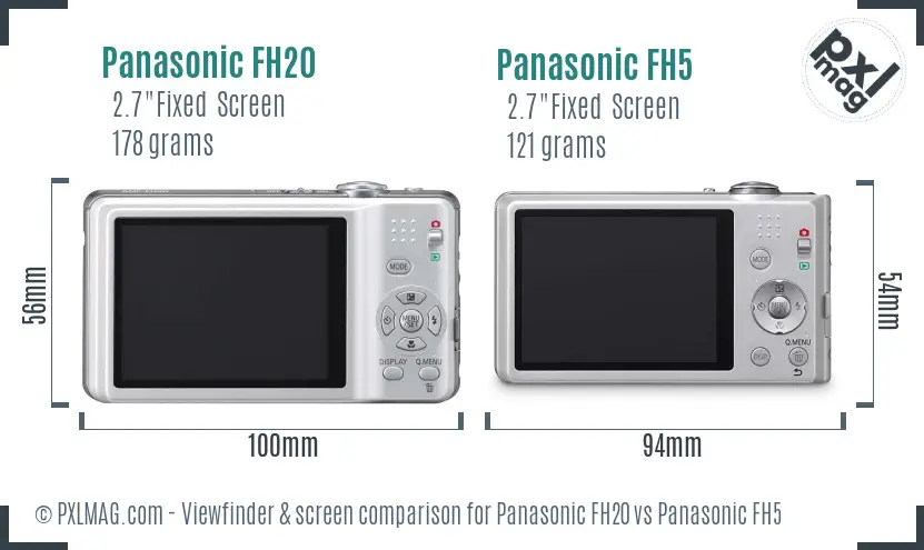 Panasonic FH20 vs Panasonic FH5 Screen and Viewfinder comparison