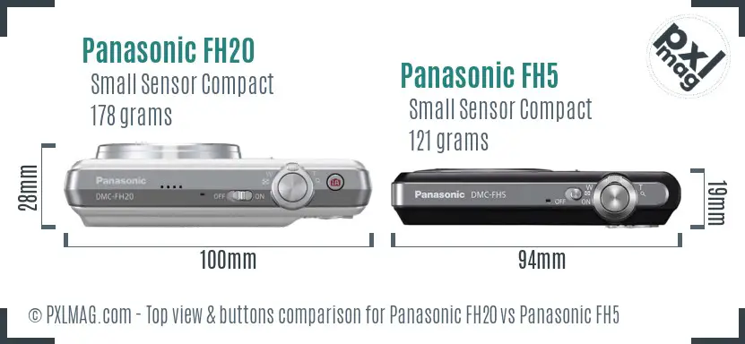Panasonic FH20 vs Panasonic FH5 top view buttons comparison