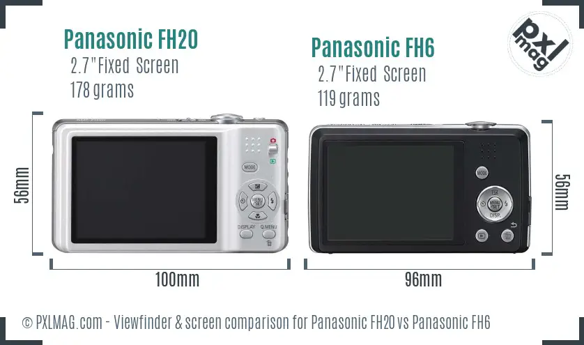 Panasonic FH20 vs Panasonic FH6 Screen and Viewfinder comparison