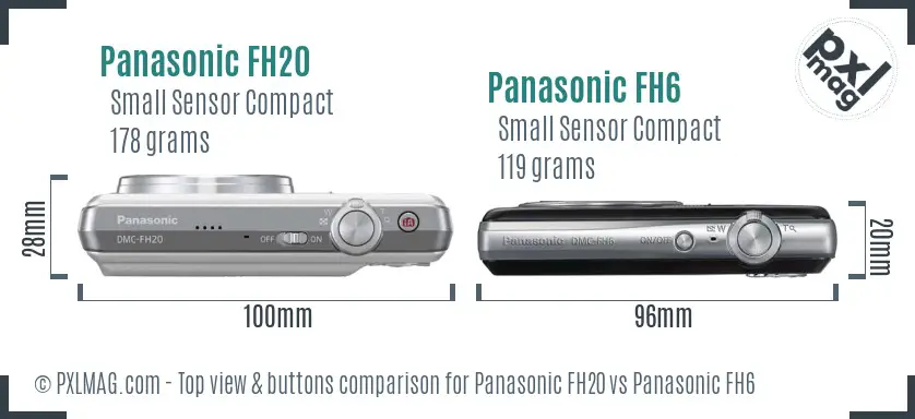 Panasonic FH20 vs Panasonic FH6 top view buttons comparison