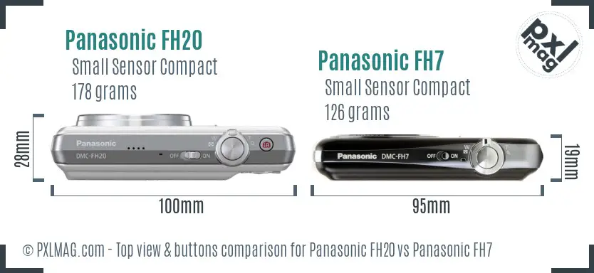 Panasonic FH20 vs Panasonic FH7 top view buttons comparison