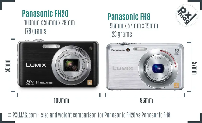 Panasonic FH20 vs Panasonic FH8 size comparison