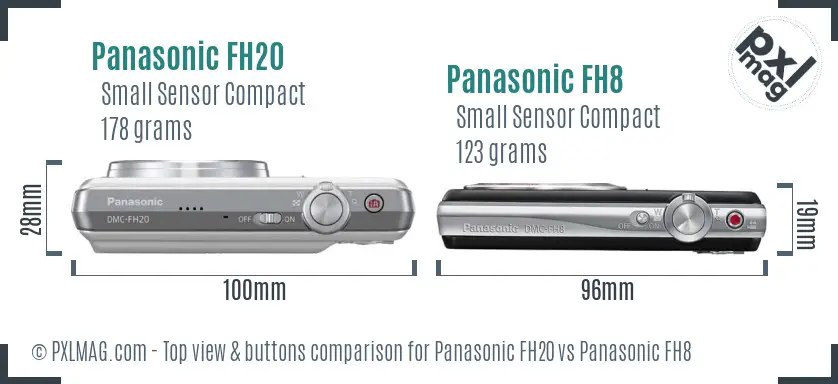 Panasonic FH20 vs Panasonic FH8 top view buttons comparison