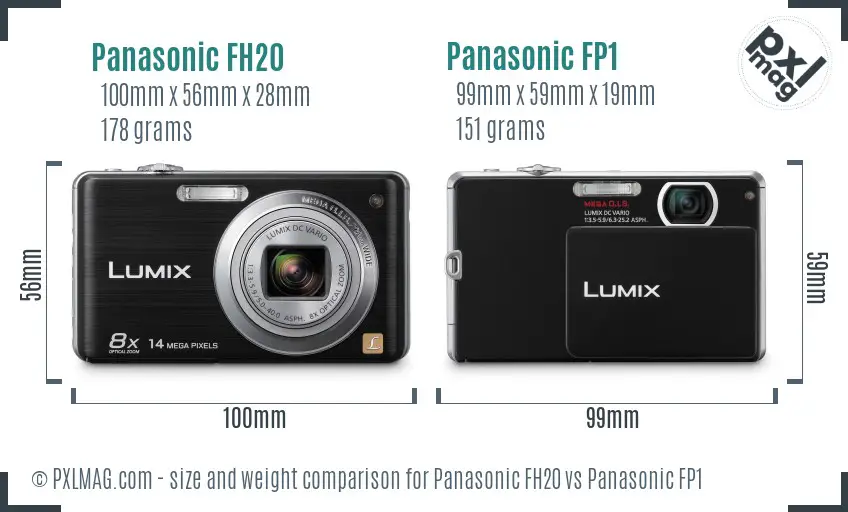 Panasonic FH20 vs Panasonic FP1 size comparison