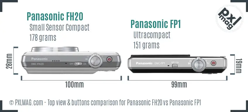 Panasonic FH20 vs Panasonic FP1 top view buttons comparison