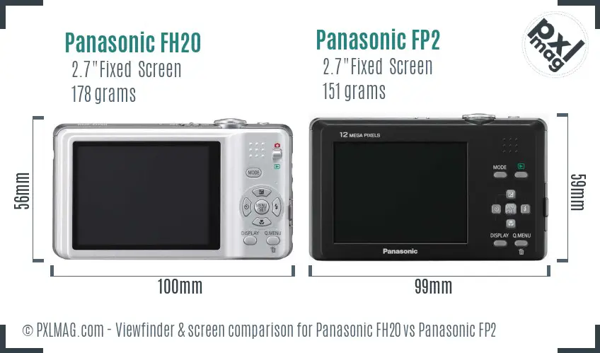 Panasonic FH20 vs Panasonic FP2 Screen and Viewfinder comparison