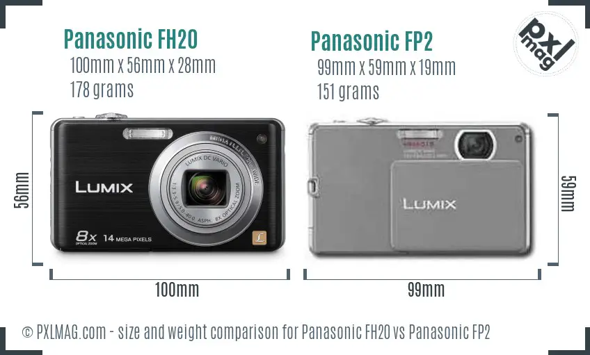 Panasonic FH20 vs Panasonic FP2 size comparison