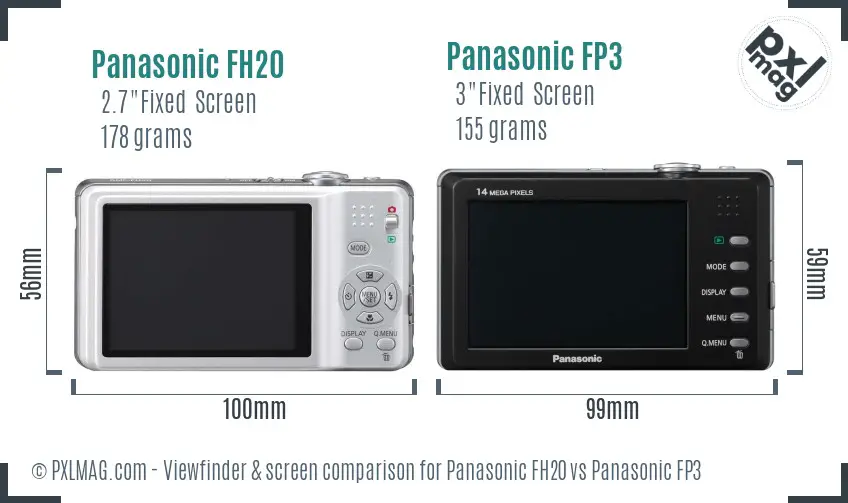 Panasonic FH20 vs Panasonic FP3 Screen and Viewfinder comparison