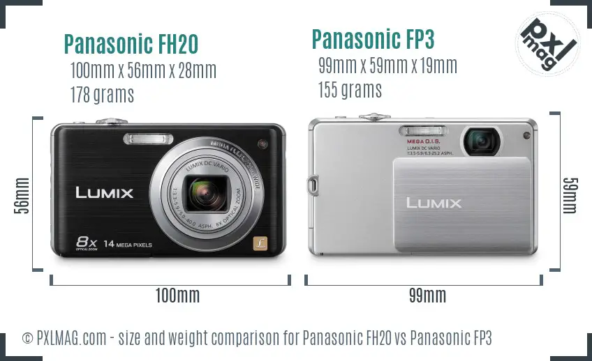 Panasonic FH20 vs Panasonic FP3 size comparison
