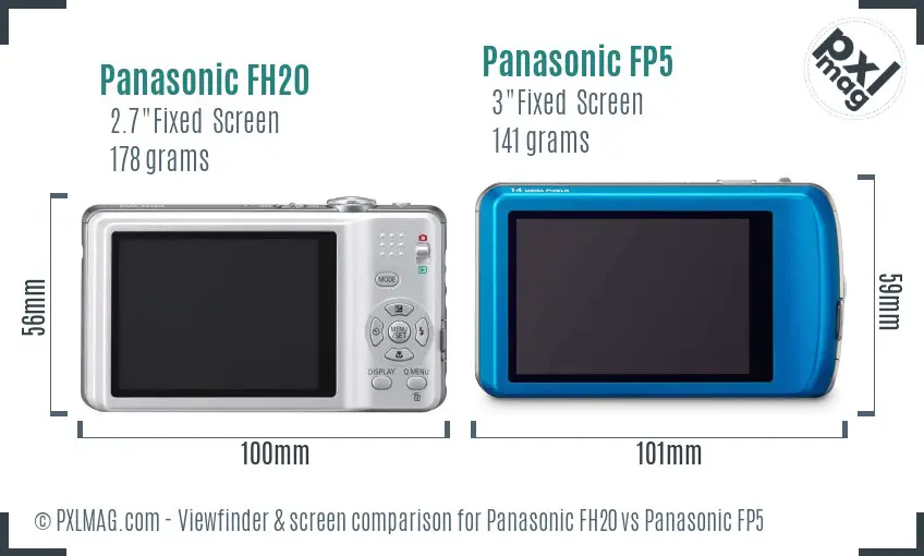 Panasonic FH20 vs Panasonic FP5 Screen and Viewfinder comparison