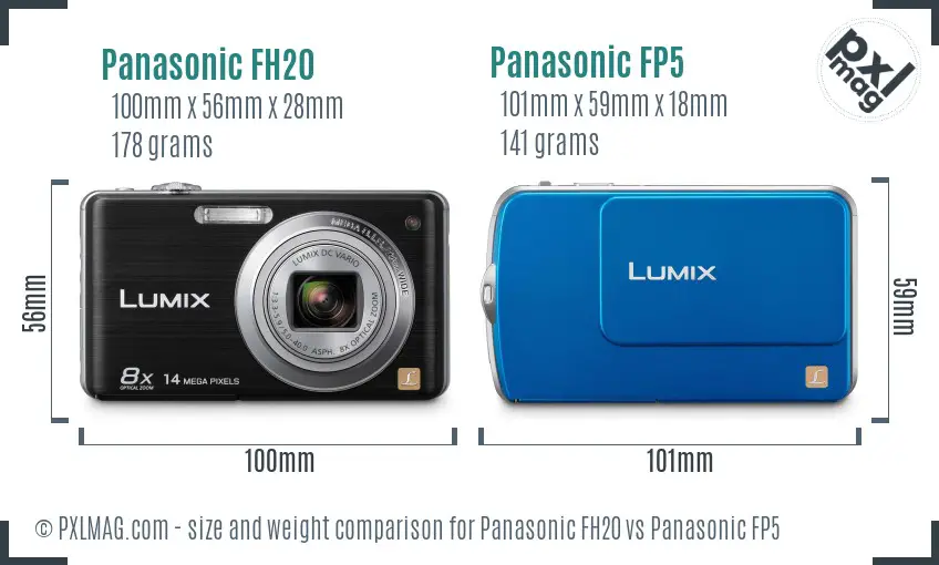 Panasonic FH20 vs Panasonic FP5 size comparison