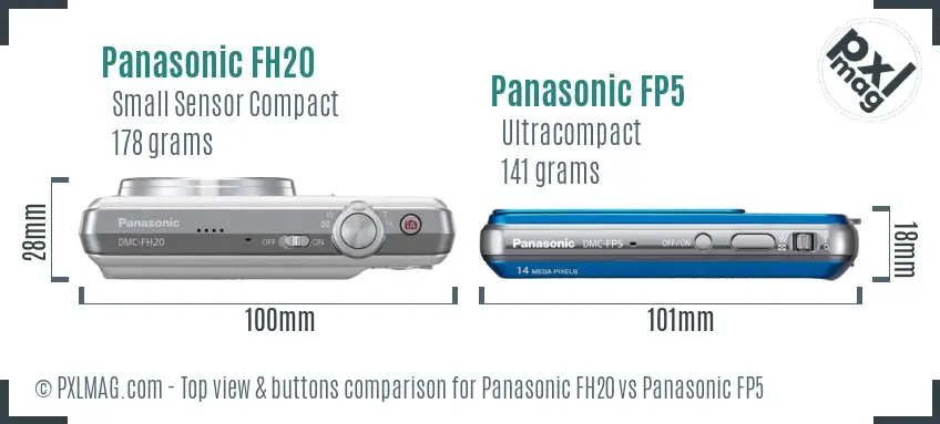Panasonic FH20 vs Panasonic FP5 top view buttons comparison
