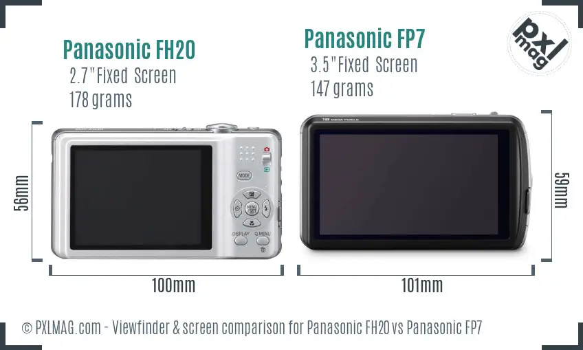 Panasonic FH20 vs Panasonic FP7 Screen and Viewfinder comparison