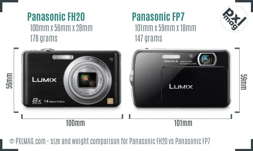 Panasonic FH20 vs Panasonic FP7 size comparison
