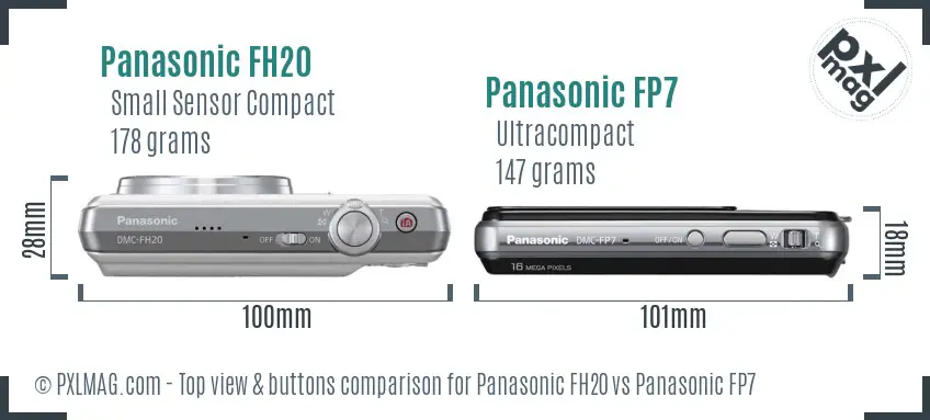 Panasonic FH20 vs Panasonic FP7 top view buttons comparison