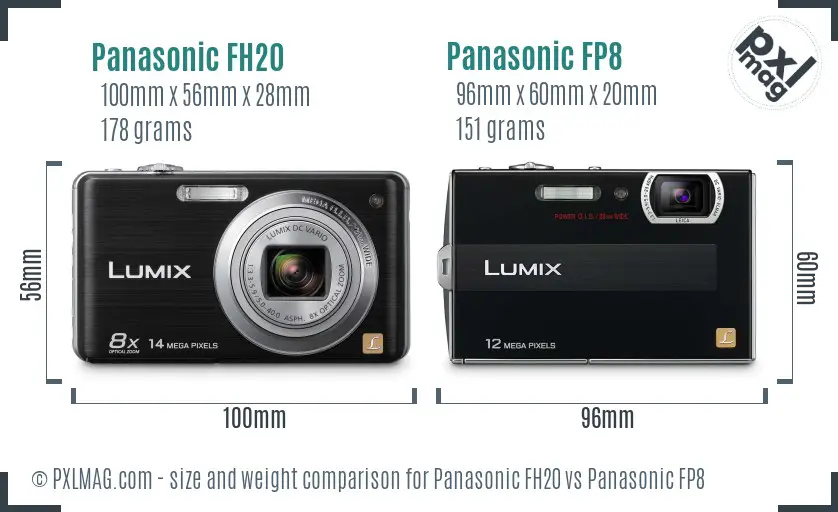 Panasonic FH20 vs Panasonic FP8 size comparison
