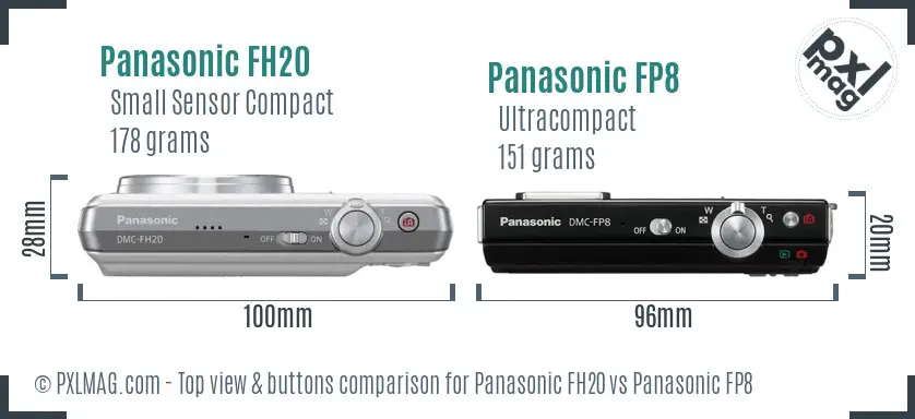Panasonic FH20 vs Panasonic FP8 top view buttons comparison