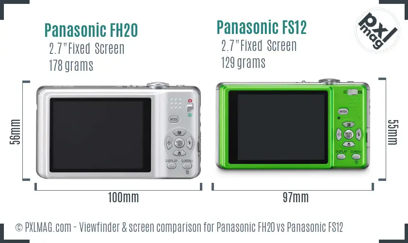 Panasonic FH20 vs Panasonic FS12 Screen and Viewfinder comparison