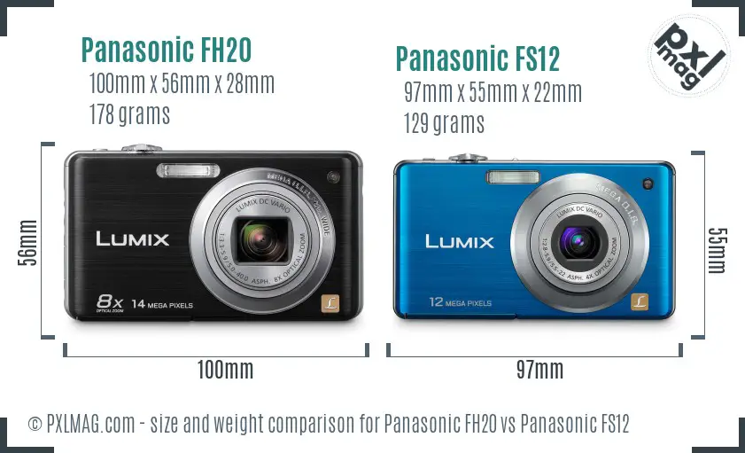 Panasonic FH20 vs Panasonic FS12 size comparison