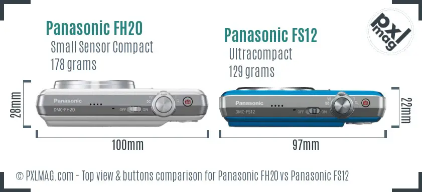 Panasonic FH20 vs Panasonic FS12 top view buttons comparison