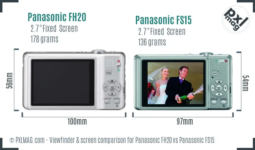 Panasonic FH20 vs Panasonic FS15 Screen and Viewfinder comparison