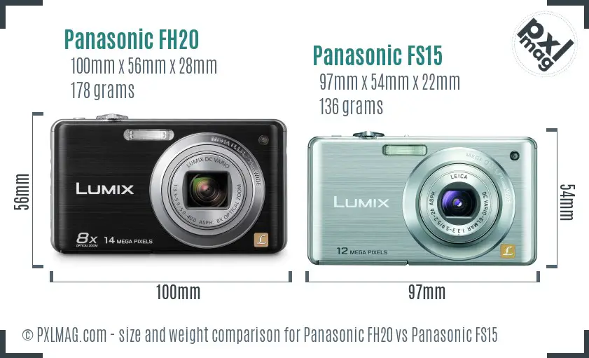 Panasonic FH20 vs Panasonic FS15 size comparison