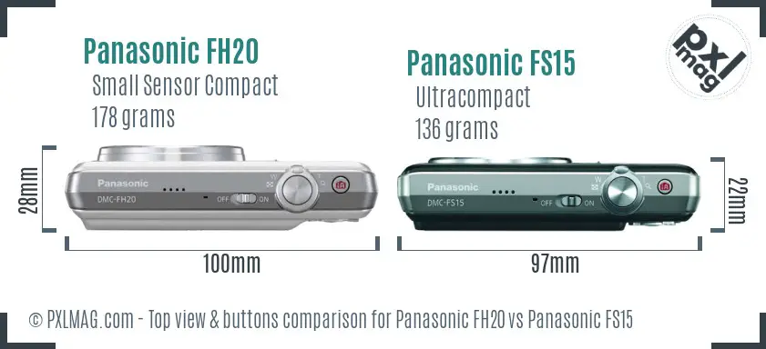 Panasonic FH20 vs Panasonic FS15 top view buttons comparison