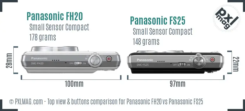 Panasonic FH20 vs Panasonic FS25 top view buttons comparison