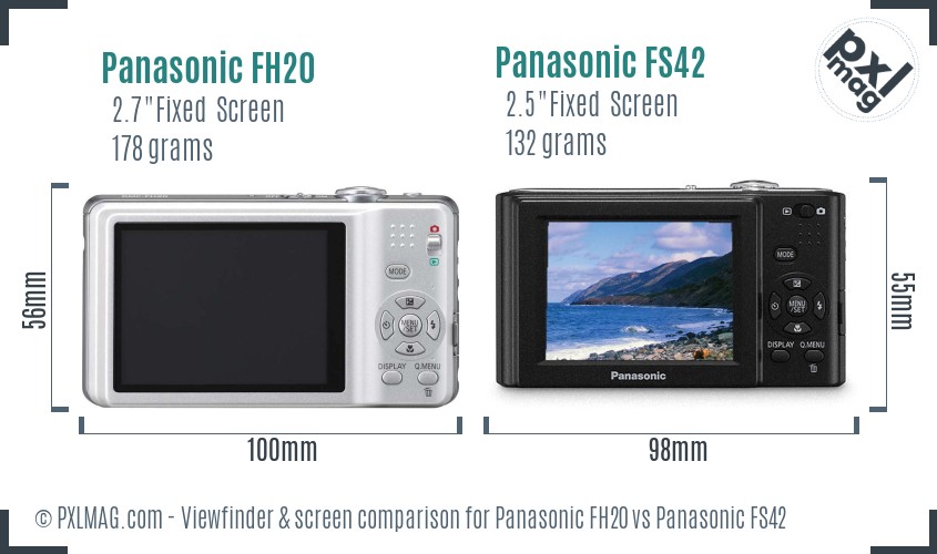 Panasonic FH20 vs Panasonic FS42 Screen and Viewfinder comparison