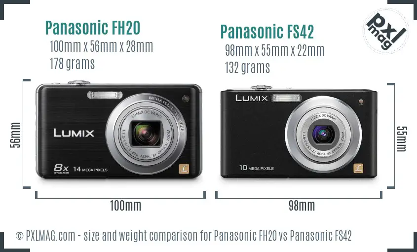 Panasonic FH20 vs Panasonic FS42 size comparison