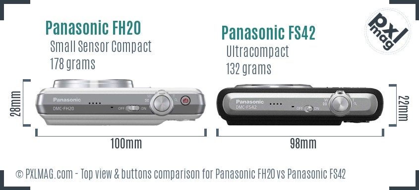 Panasonic FH20 vs Panasonic FS42 top view buttons comparison