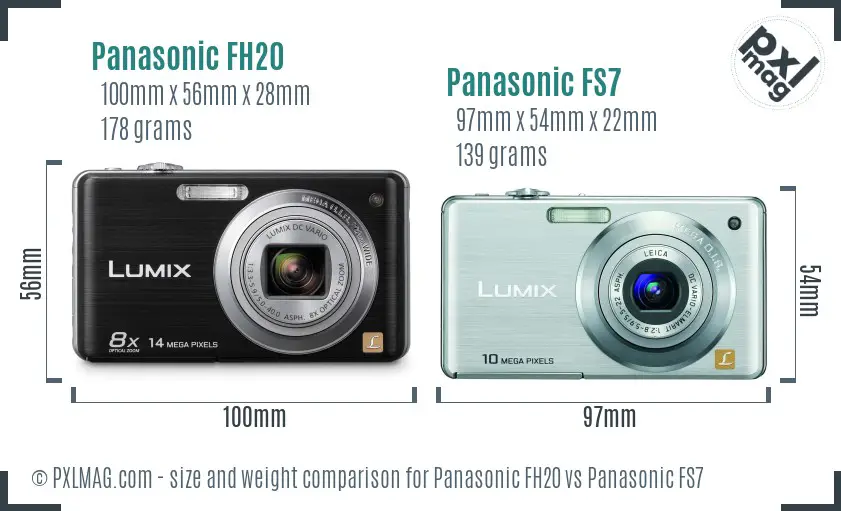 Panasonic FH20 vs Panasonic FS7 size comparison