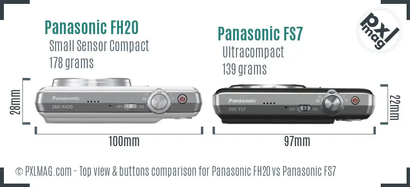 Panasonic FH20 vs Panasonic FS7 top view buttons comparison