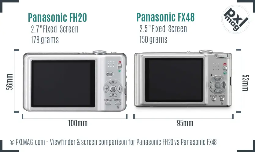 Panasonic FH20 vs Panasonic FX48 Screen and Viewfinder comparison