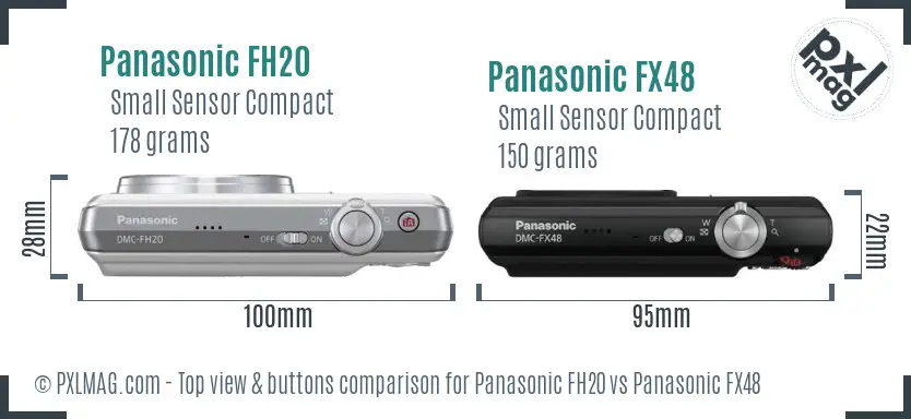 Panasonic FH20 vs Panasonic FX48 top view buttons comparison