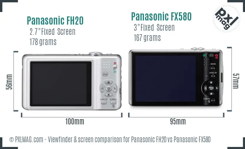 Panasonic FH20 vs Panasonic FX580 Screen and Viewfinder comparison