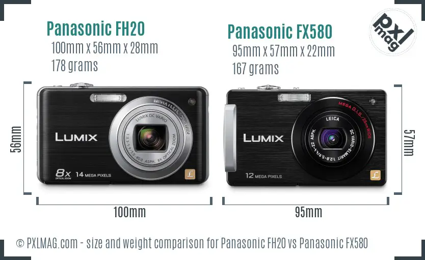 Panasonic FH20 vs Panasonic FX580 size comparison