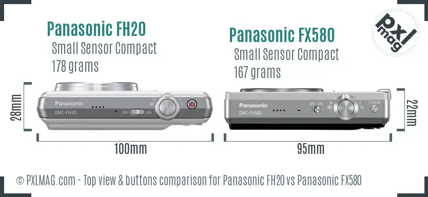 Panasonic FH20 vs Panasonic FX580 top view buttons comparison