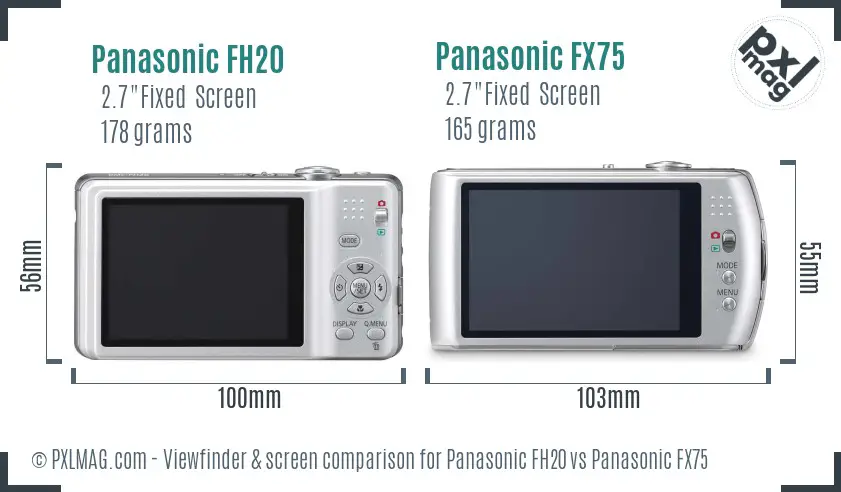 Panasonic FH20 vs Panasonic FX75 Screen and Viewfinder comparison