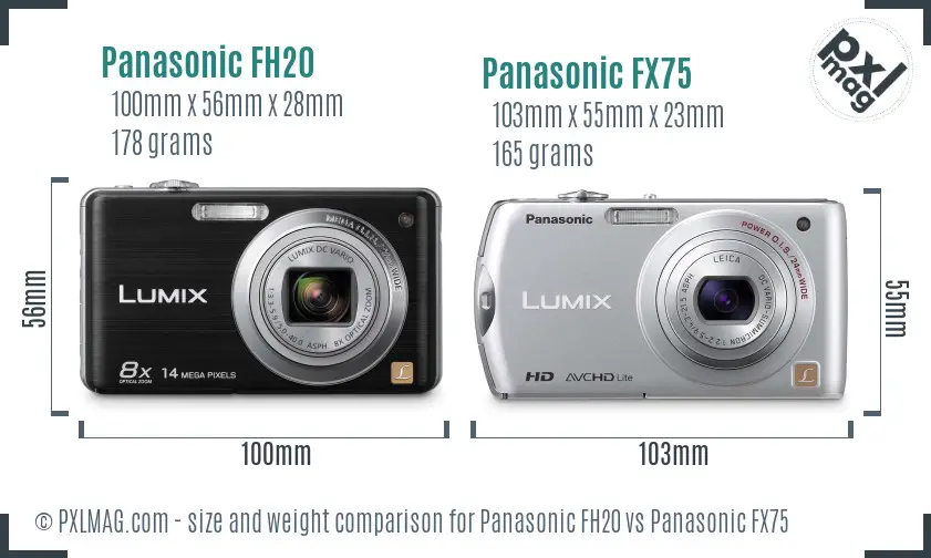 Panasonic FH20 vs Panasonic FX75 size comparison