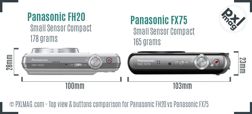 Panasonic FH20 vs Panasonic FX75 top view buttons comparison