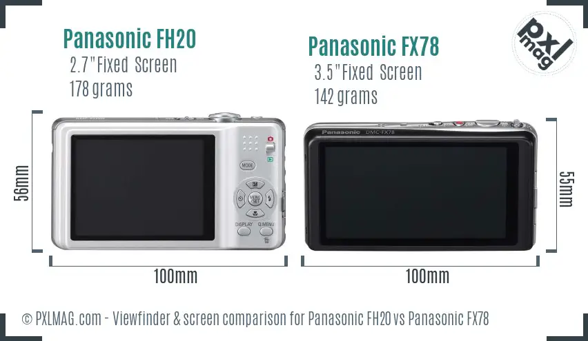 Panasonic FH20 vs Panasonic FX78 Screen and Viewfinder comparison