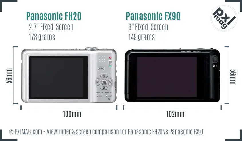 Panasonic FH20 vs Panasonic FX90 Screen and Viewfinder comparison