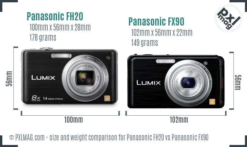 Panasonic FH20 vs Panasonic FX90 size comparison