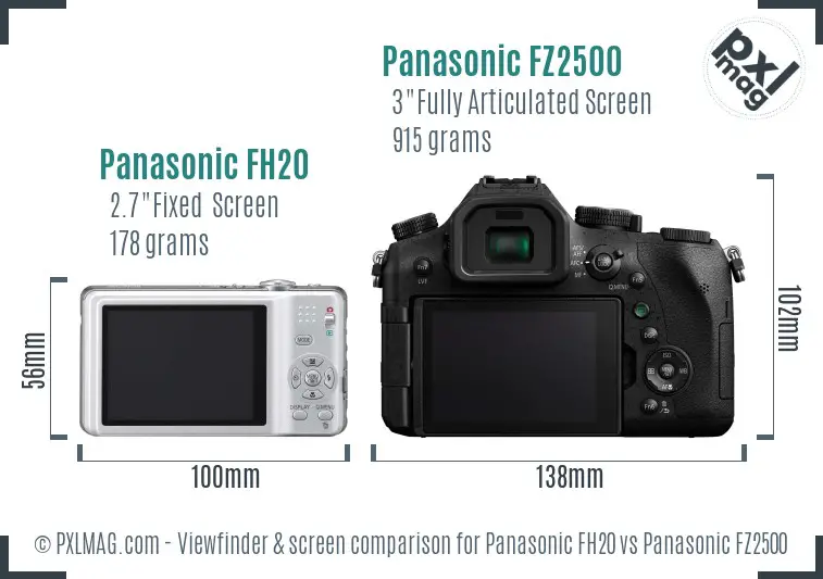 Panasonic FH20 vs Panasonic FZ2500 Screen and Viewfinder comparison