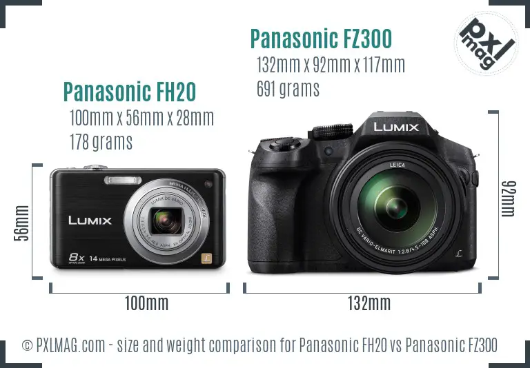 Panasonic FH20 vs Panasonic FZ300 size comparison Panasonic FH20 vs Panasonic FZ300 size comparison
