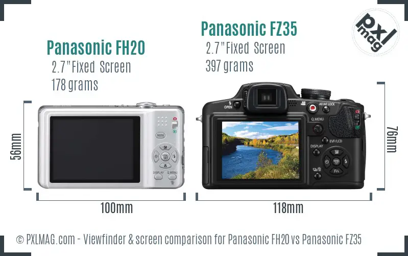 Panasonic FH20 vs Panasonic FZ35 Screen and Viewfinder comparison Panasonic FH20 vs Panasonic FZ35 Screen and Viewfinder comparison